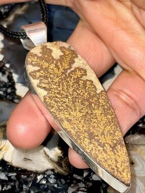 Large Fern- Like German Dendritic Agate Pendant 3”